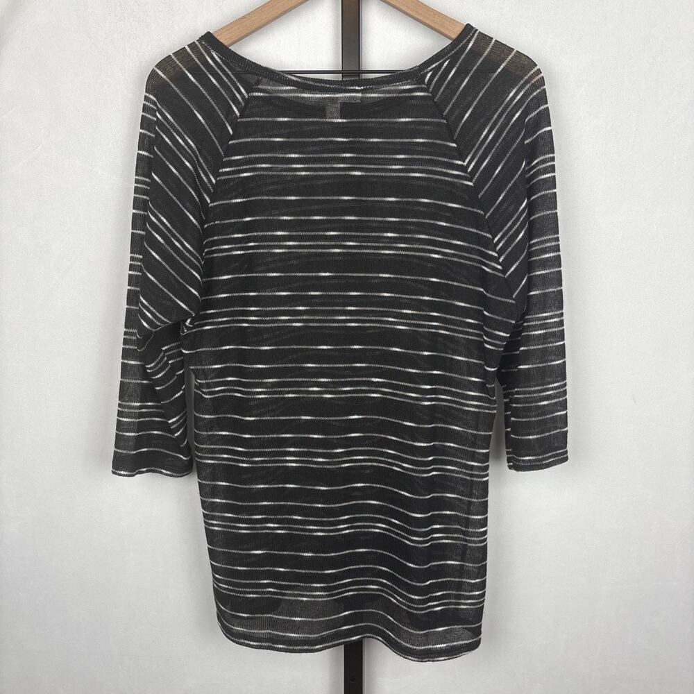 Tina Stephens Lightweight Sheer Sweater Womens Large Black White Stripes Classic - Picture 4 of 8